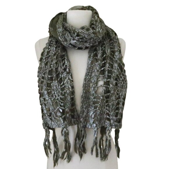 SETE DI JAIPUR paint tipped crochet scarf w fringe - Picture 2 of 5